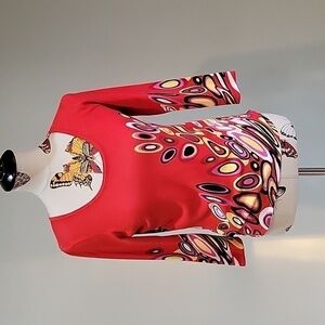 Alison SHERI red 70's psycadelic looking pattern.  Size is Small